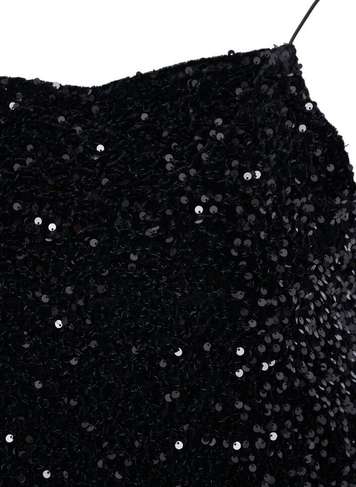 Top mit Pailletten und schmalen Trägern, Black Sequins, Packshot image number 2