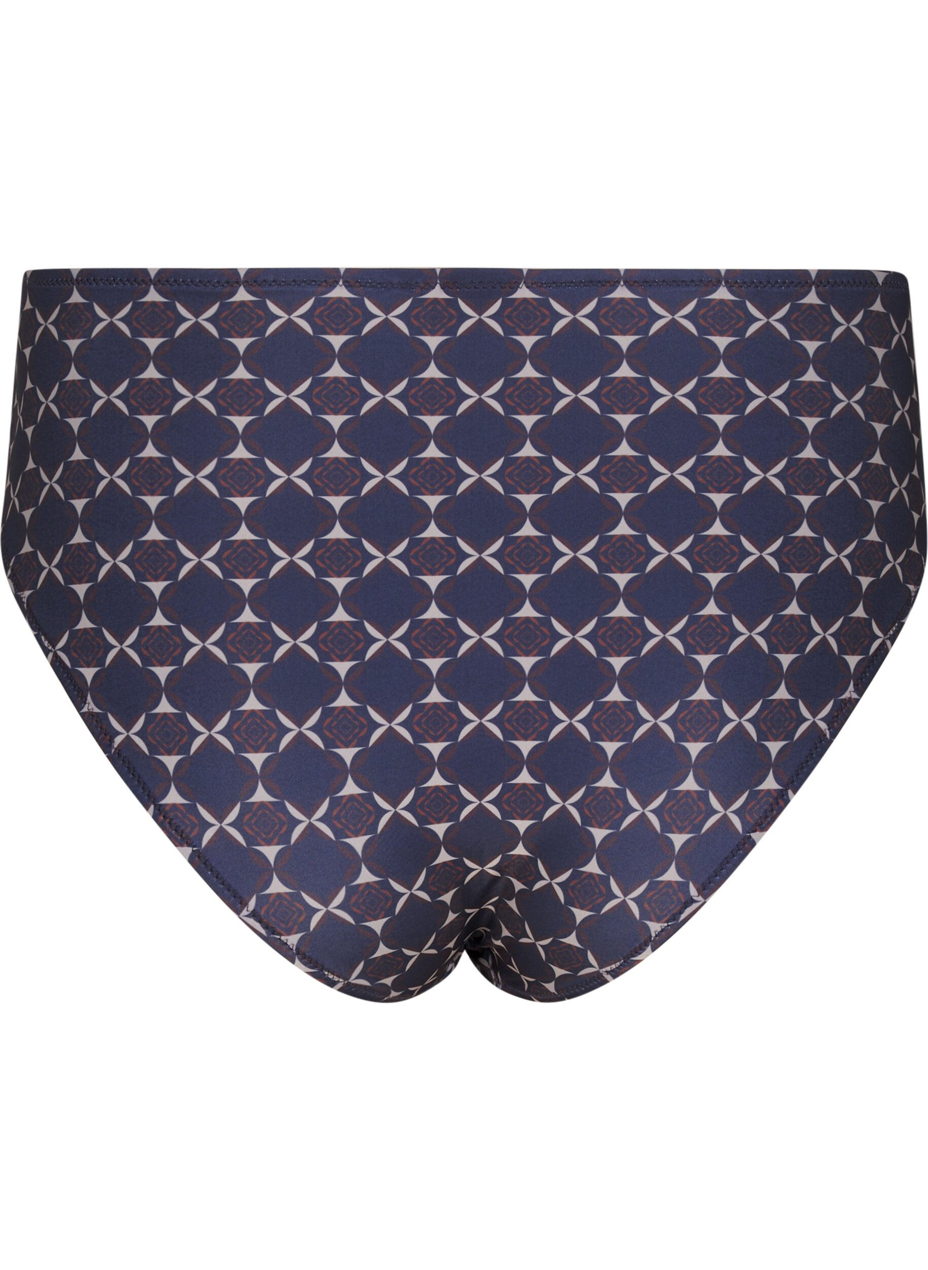 ZizziHoch tailliertes Bikini-Unterteil mit Aufdruck, Blau, Packshot image number 1