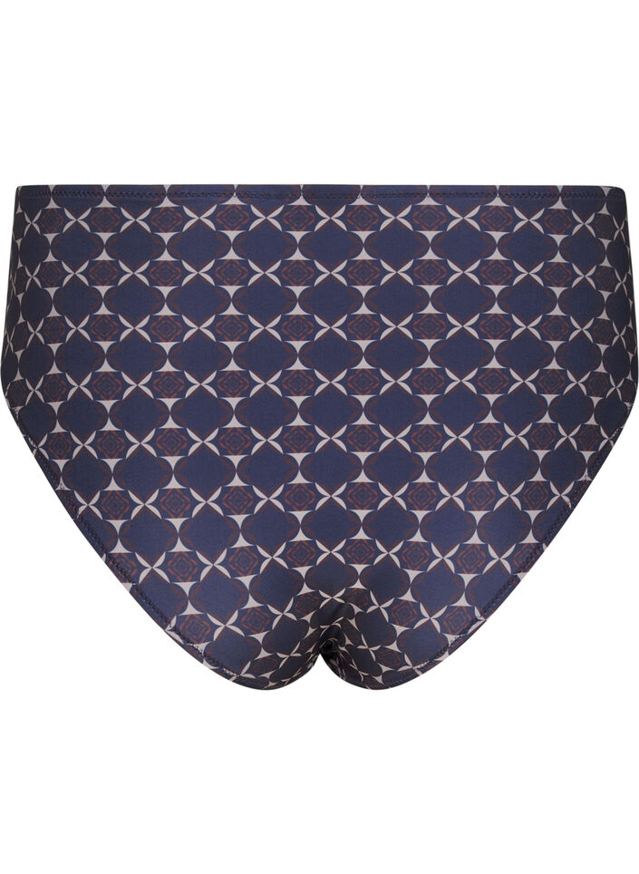 Hoch tailliertes Bikini-Unterteil mit Aufdruck, Blau, Packshot image number 1