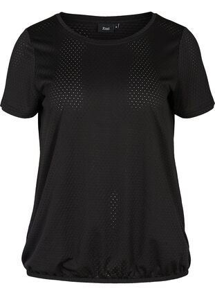 Kurzarm T-Shirt mit Struktur, Black, Packshot image number 0