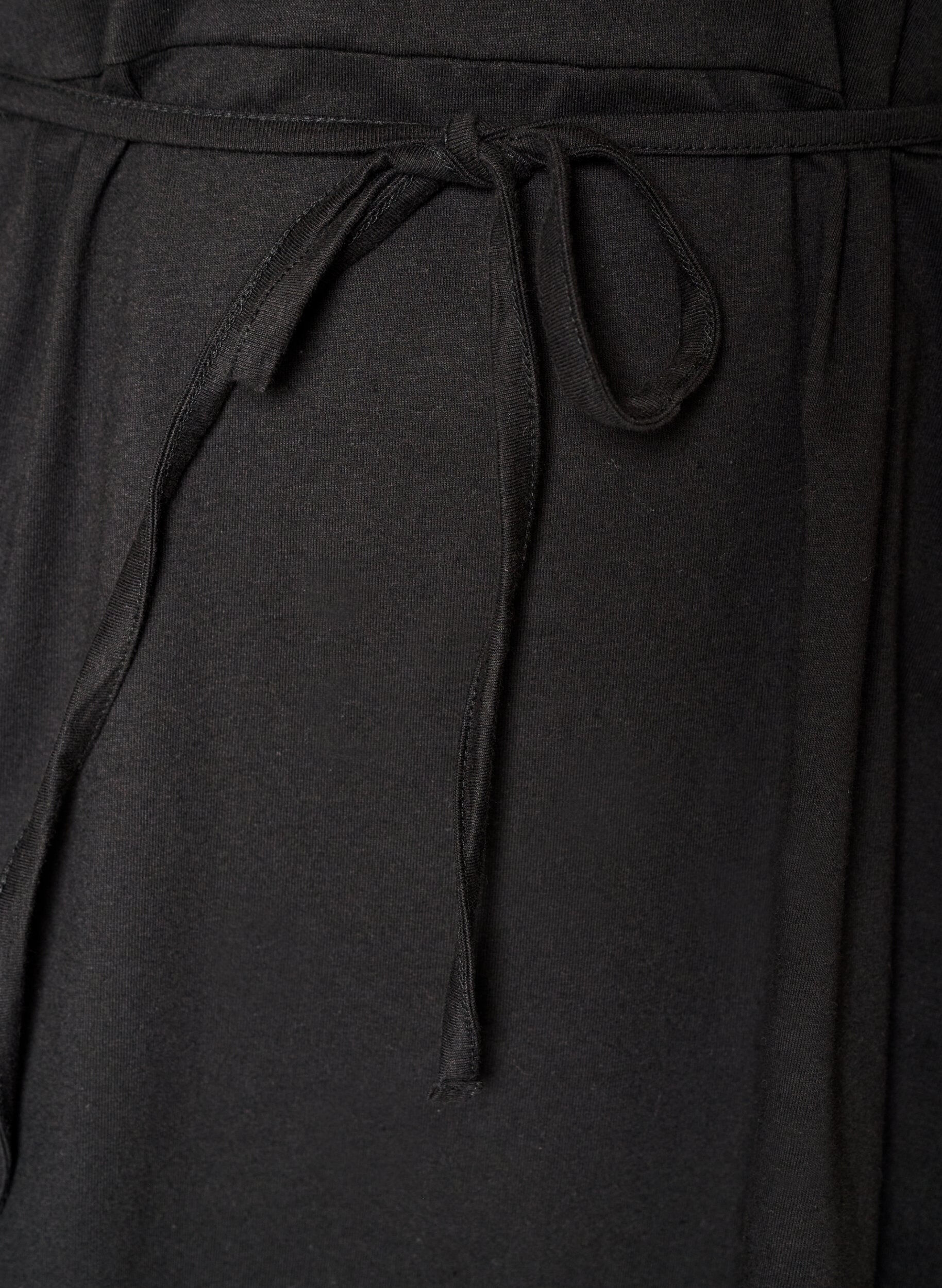 ZizziBaumwollkleid mit Broderie-Anglaise-&Auml;rmeln und Bindeg&uuml;rtel, Schwarz, Packshot image number 3