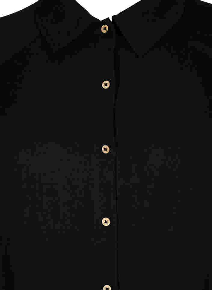 Langes Viskosehemd mit Taschen und 3/4-Ärmeln, Black, Packshot image number 2
