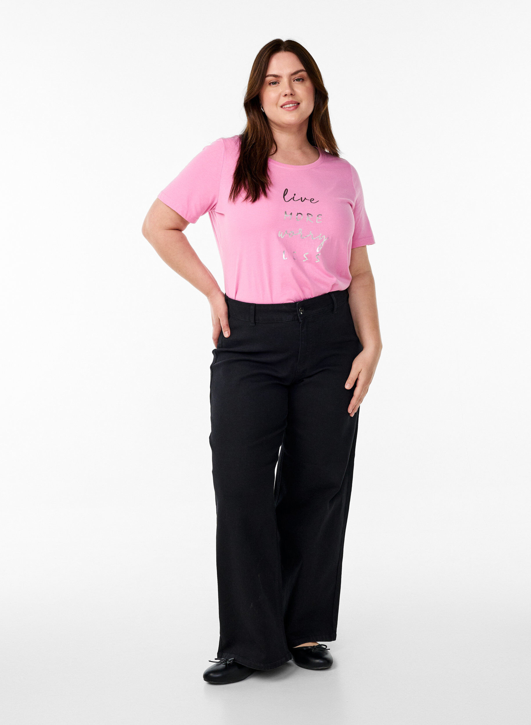 ZizziFLASH - T-Shirt mit Print, Pink, Model image number 1