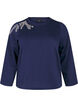Kurzer Sweatshirt mit Perlendetails, Blau, Packshot image number 0