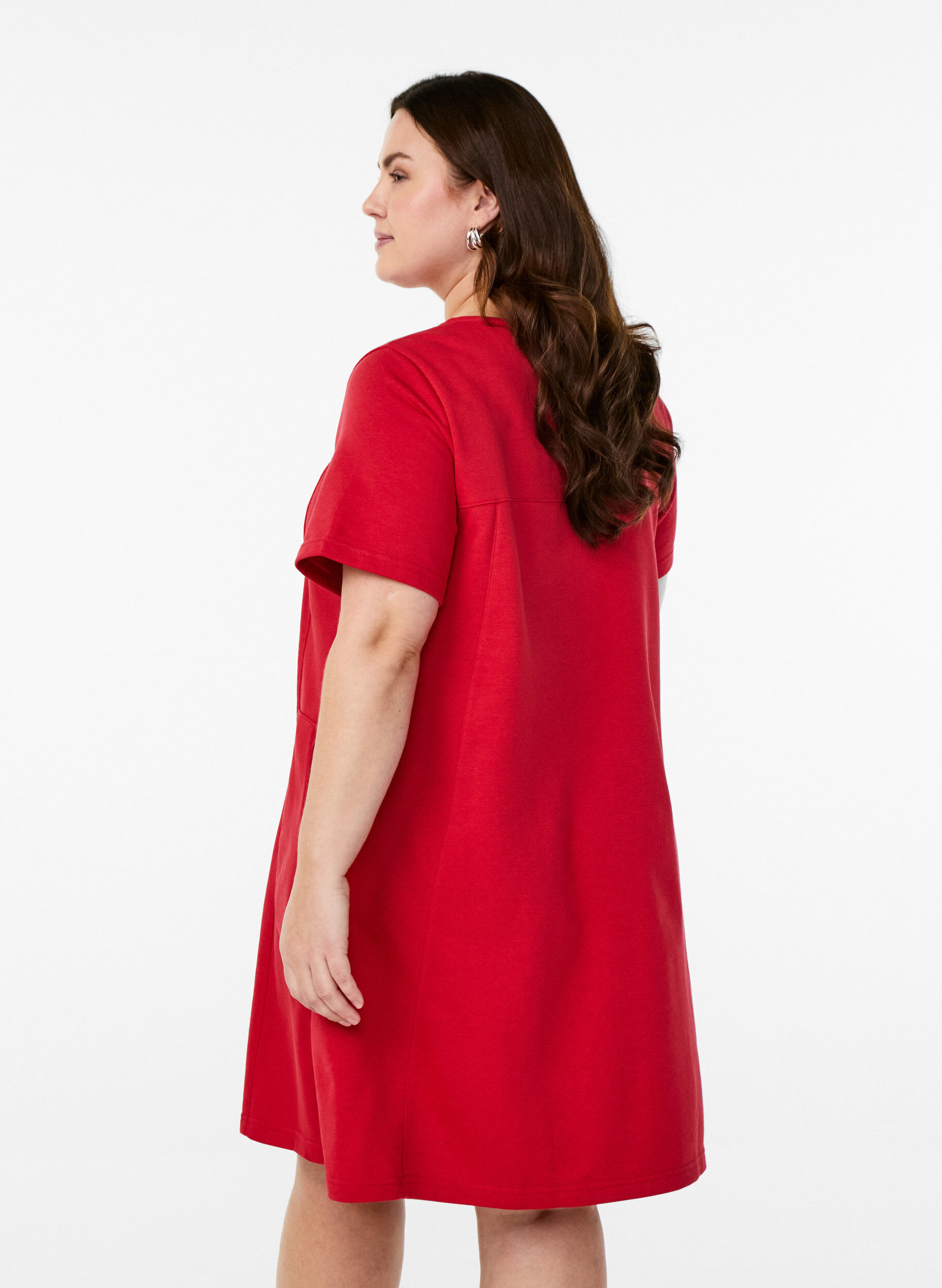 ZizziJerseykleid mit kurzen &Auml;rmeln und Taschen, Rot, Model image number 1