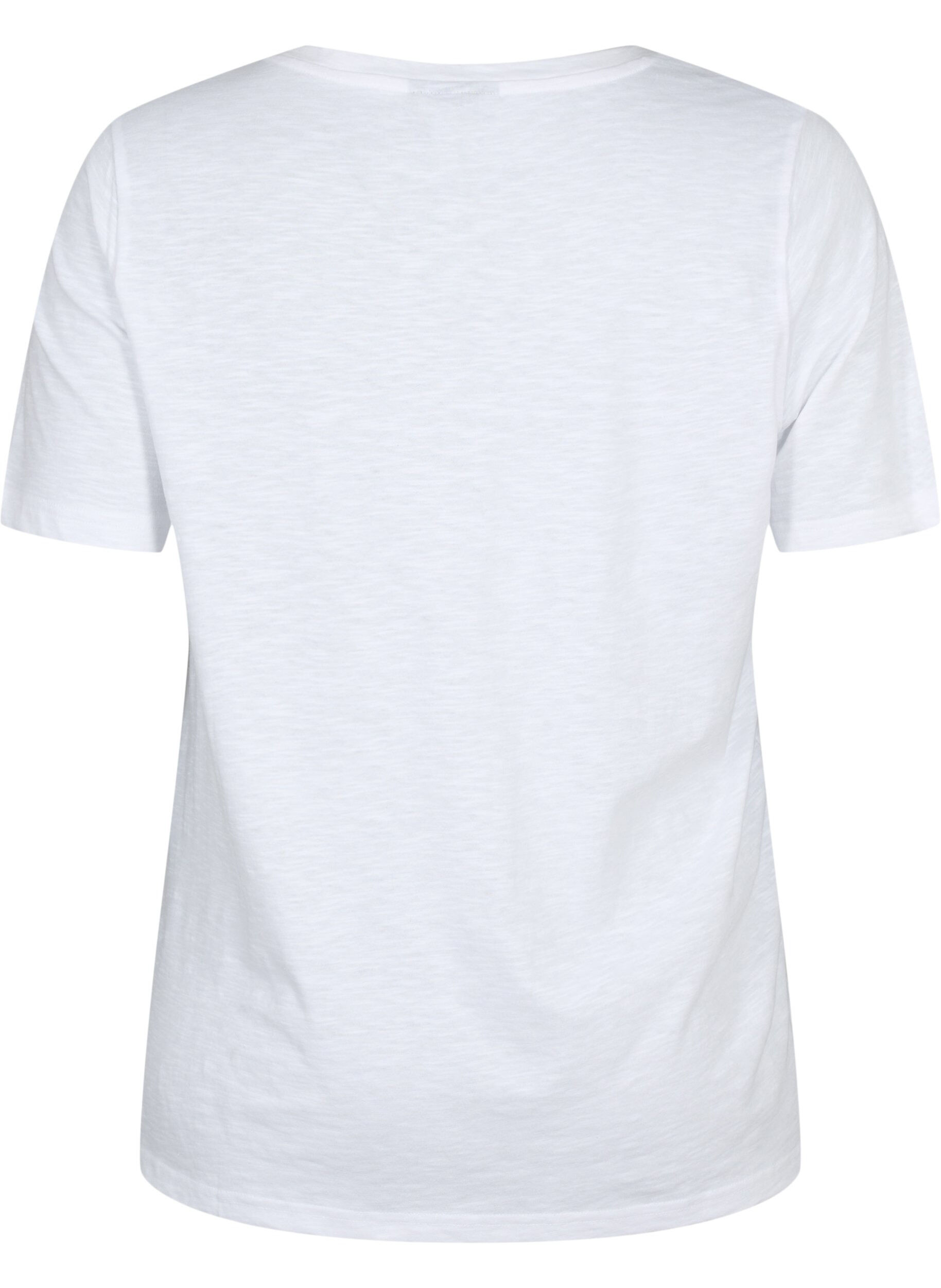 ZizziKurz&auml;rmliges Basic-T-Shirt mit V-Ausschnitt, Wei&szlig;, Packshot image number 1
