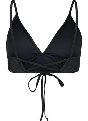 Bikinioberteil mit herausnehmbaren Polstern und Bindeband am Rücken, Black, Packshot image number 1