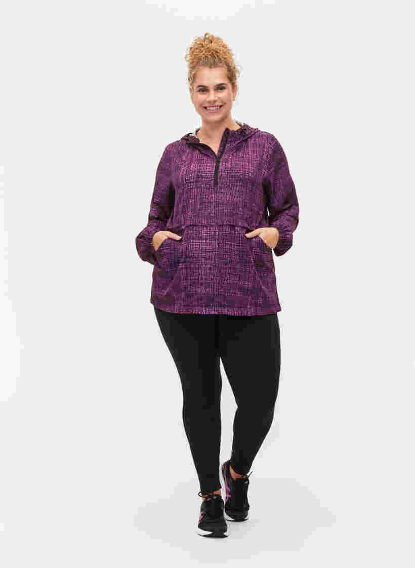 Sportanorak mit Reißverschluss und Taschen, Square Purple Print, Model image number 2