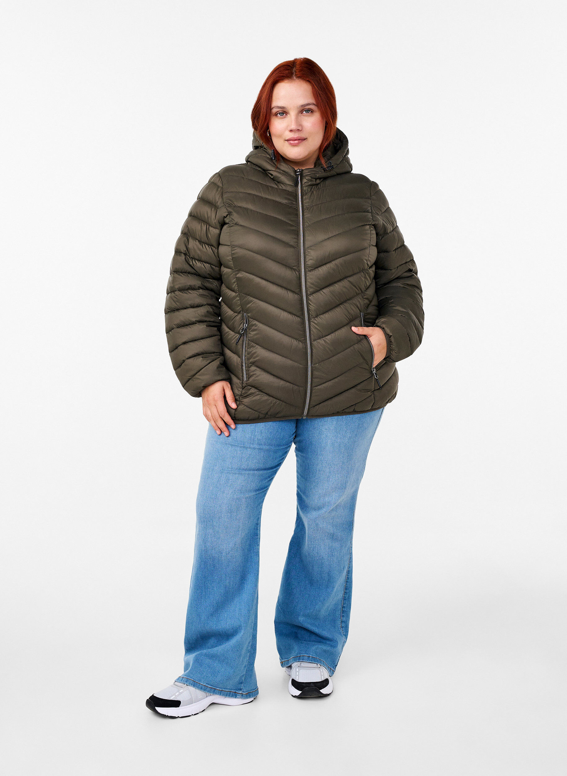 ZizziLeichte Jacke mit Kapuze, Gr&uuml;n, Model image number 1