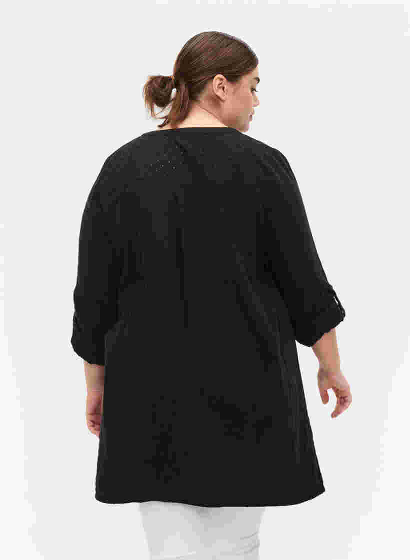 Tunika aus Baumwolle mit Anglais-Stickerei, Black, Model image number 1