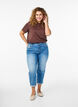 7/8-Jeans mit Umschlag und hoher Taille, Blau, Model image number 0