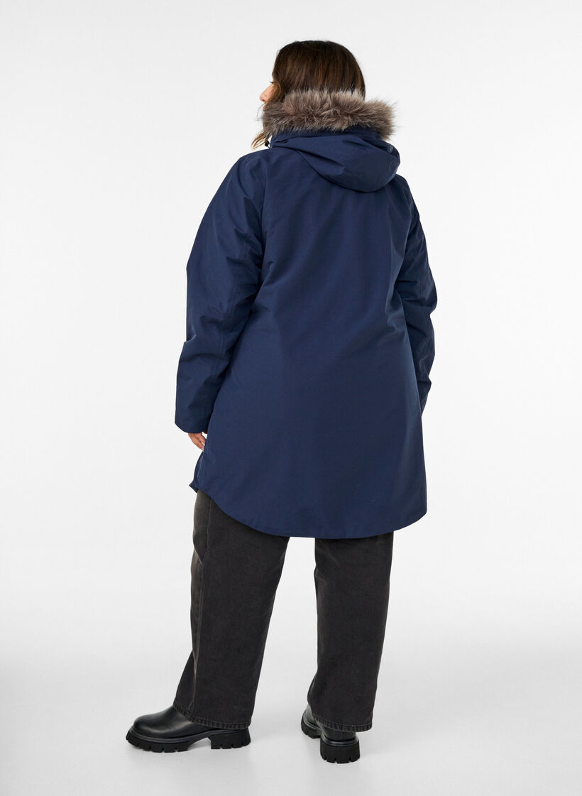 Wasserdichter Parka mit Kapuze, Blau, Model image number 2