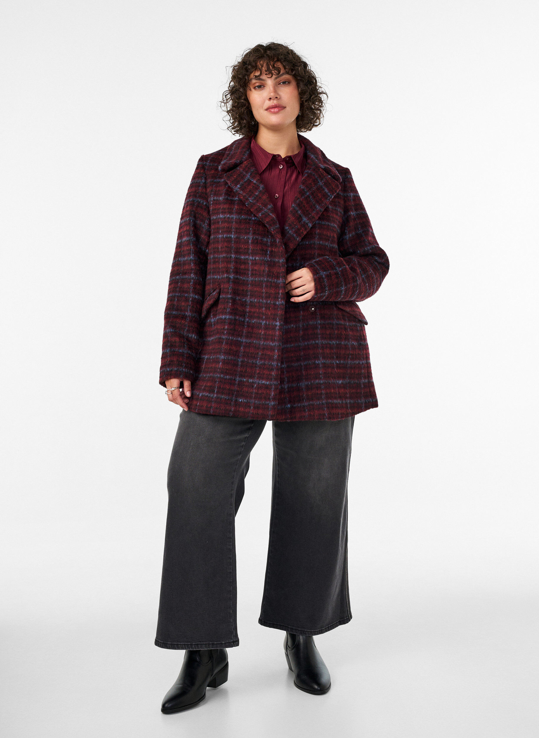 ZizziKarierte Jacke mit Taschen, Rot, Model image number 3