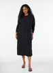 Midikleid mit gewellter Struktur und langen &Auml;rmeln, Schwarz, Model image number 0
