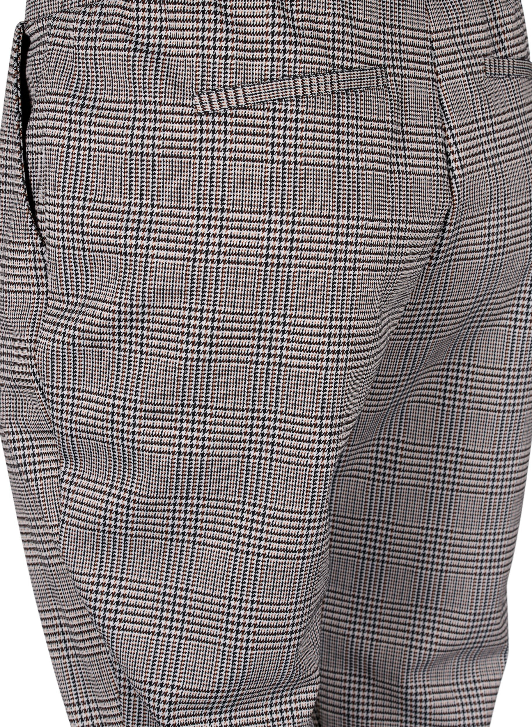 ZizziGek&uuml;rzte Maddison-Hosen mit kariertem Muster, Beige Brown Check, Packshot image number 3