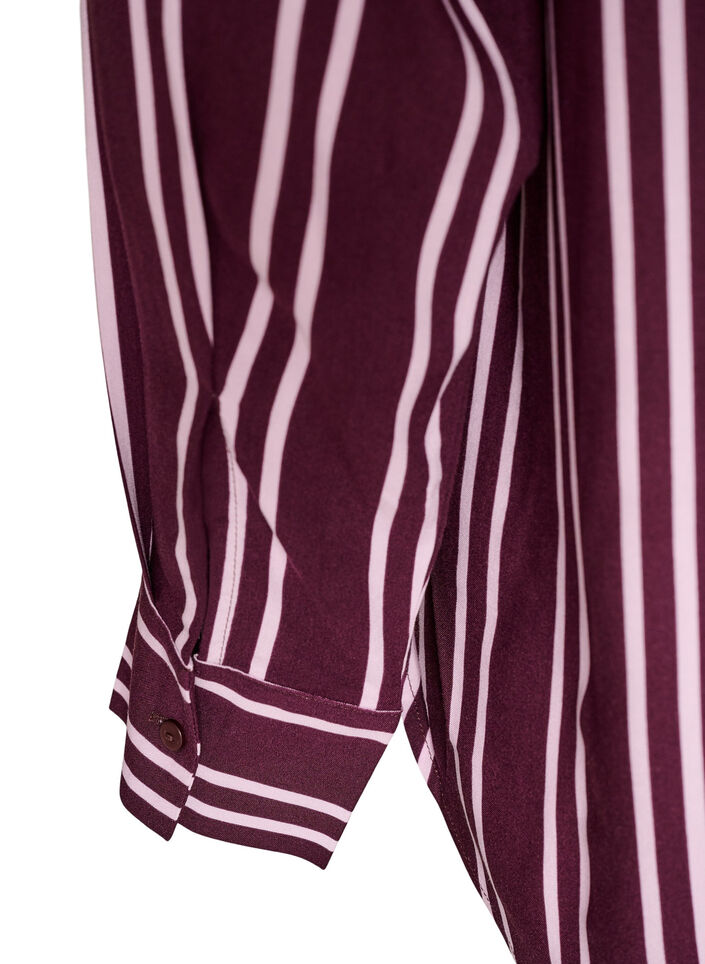 Gestreiftes Nachthemd, Dunkles Bordeaux, Packshot image number 3