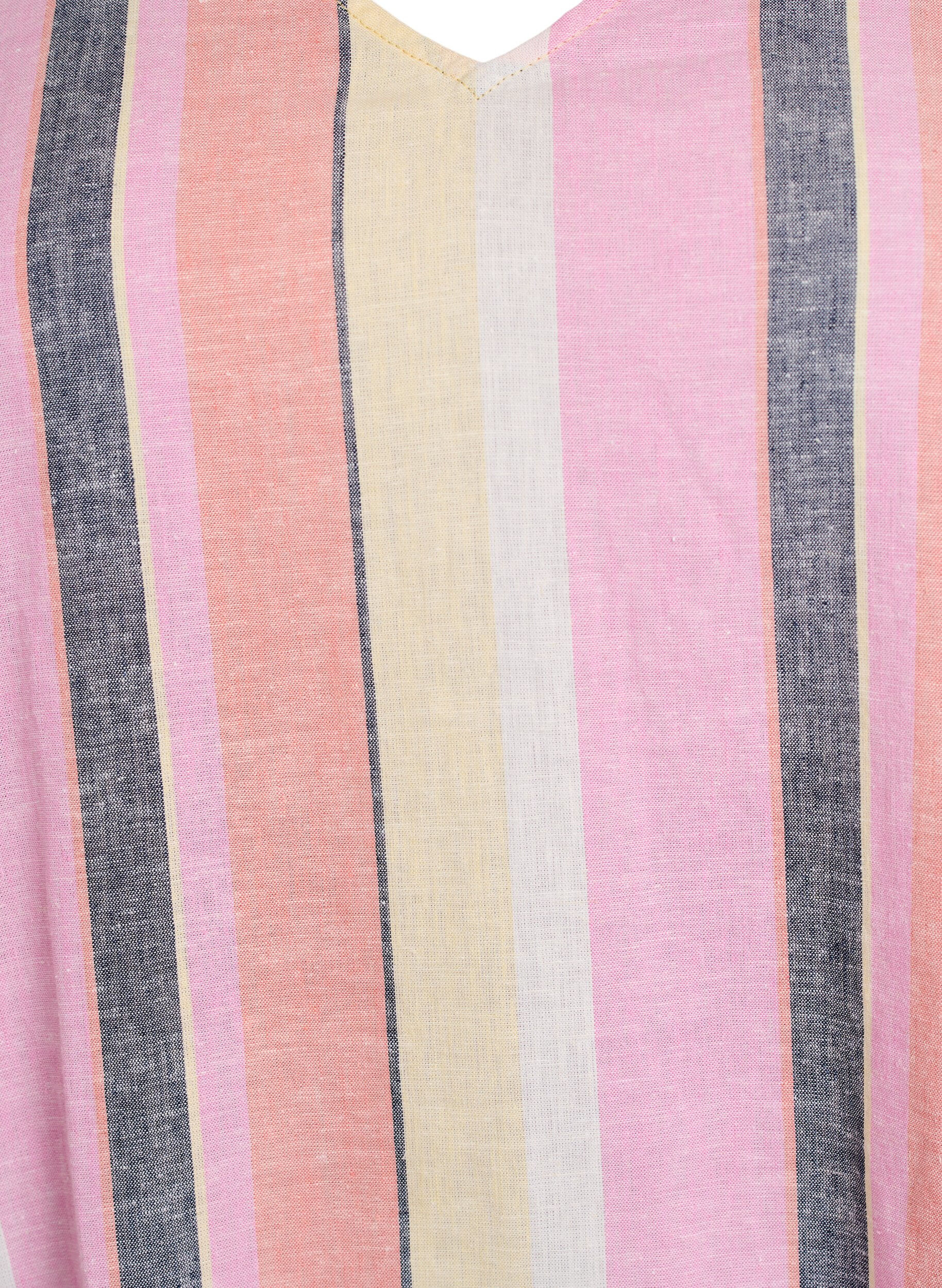 ZizziKleid aus Leinen und Viskose mit 3/4-&Auml;rmeln, Gelb, Packshot image number 2