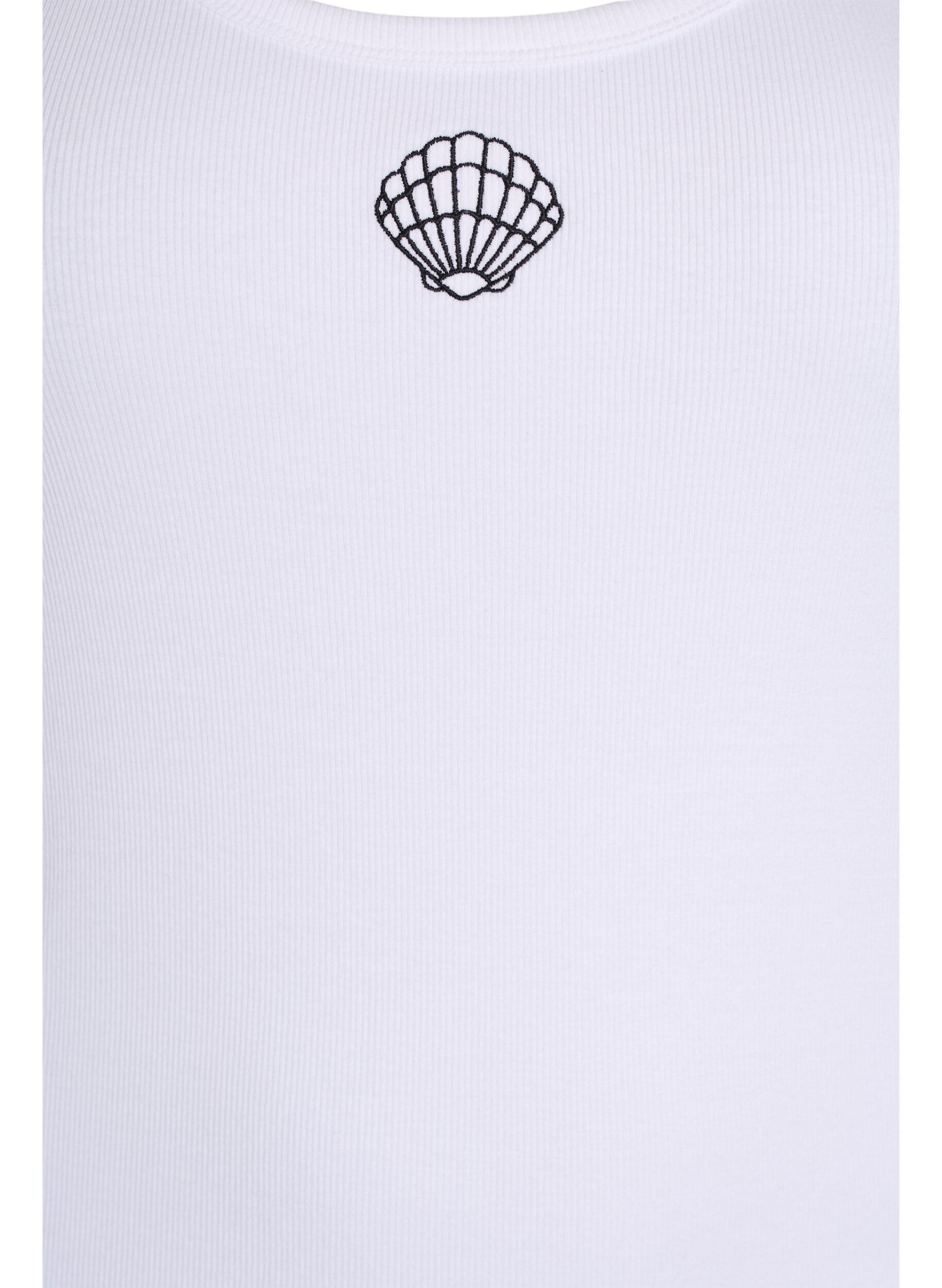 ZizziTailleiertes Top mit Motiv, Wei&szlig;, Packshot image number 2