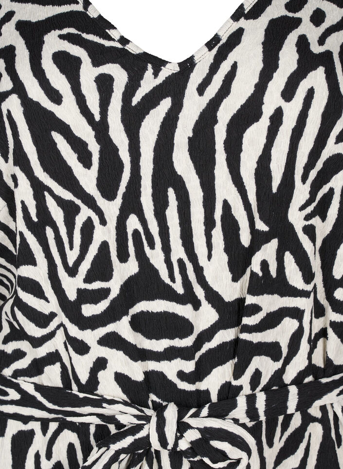 Kleid mit 3/4-Ärmeln und Zebraprint, Schwarz, Packshot image number 2