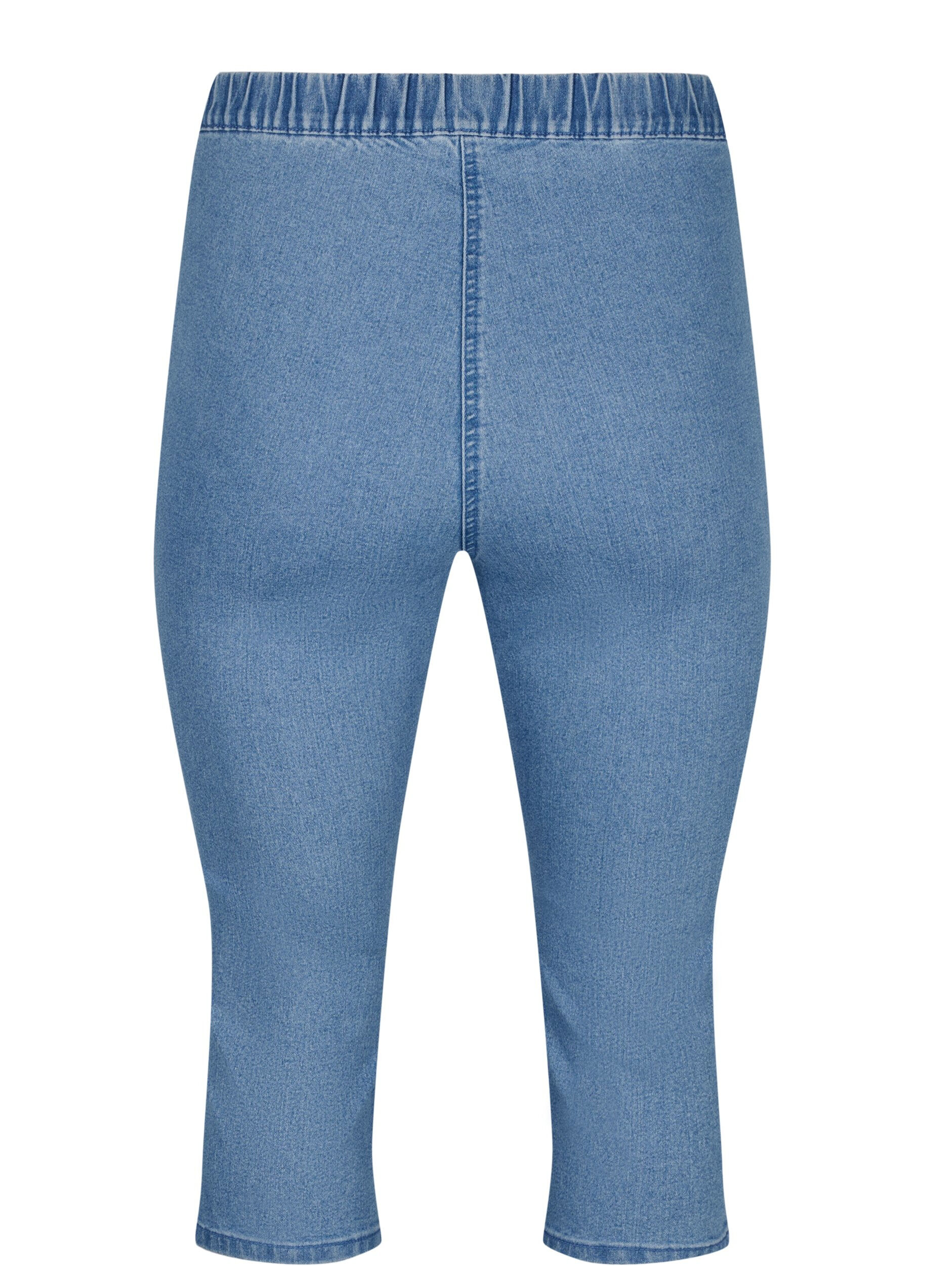 ZizziFLASH - Hoch taillierte Capri-Hose aus Denim mit Slim Fit, Blau, Packshot image number 1