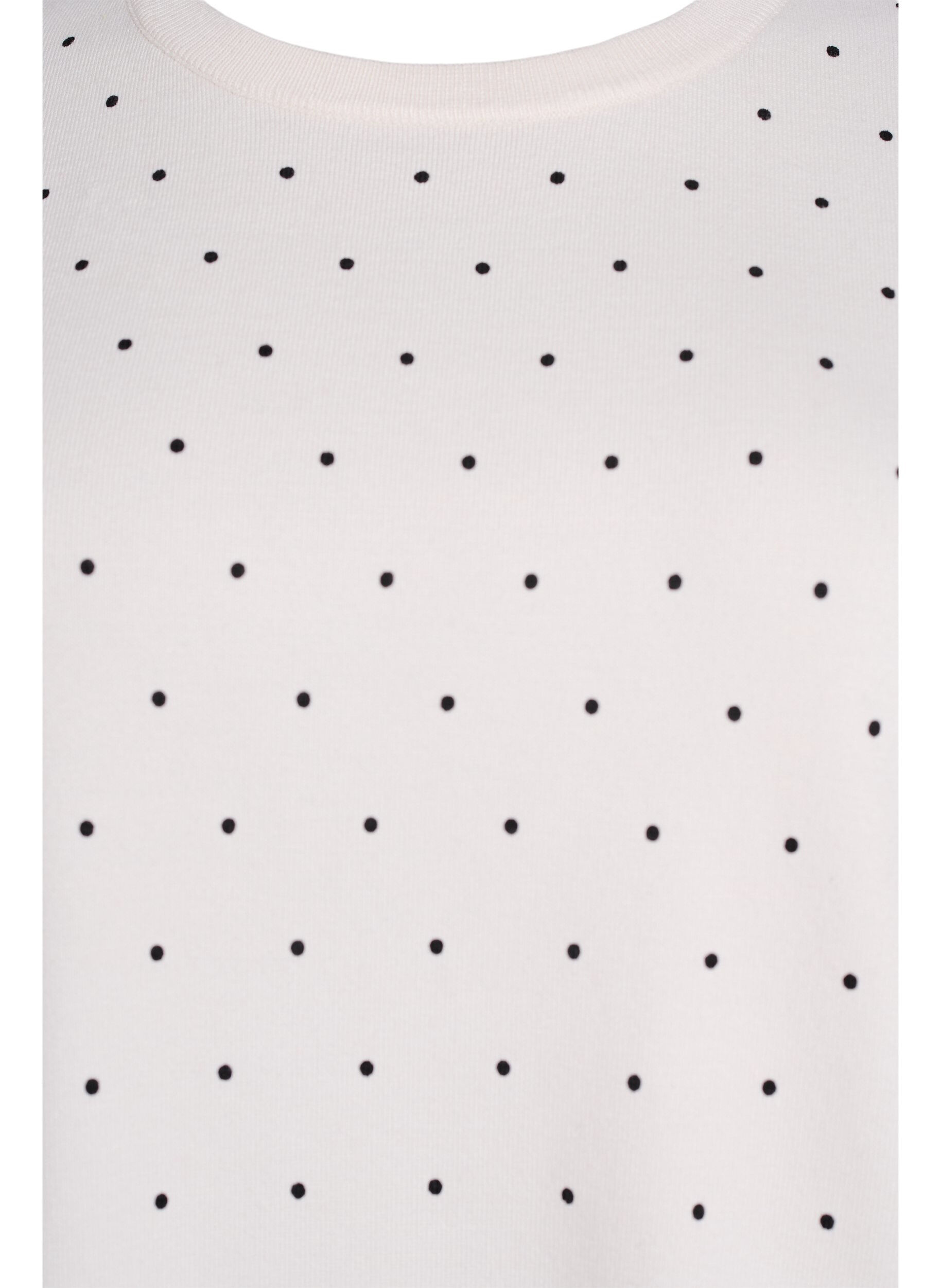 ZizziStricktop mit Polka-Dot-Muster und kurzen &Auml;rmeln, Wei&szlig;, Packshot image number 2