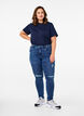 Super-Slim Amy Jeans mit Abnutzungsdetails, Blue Denim, Model image number 0