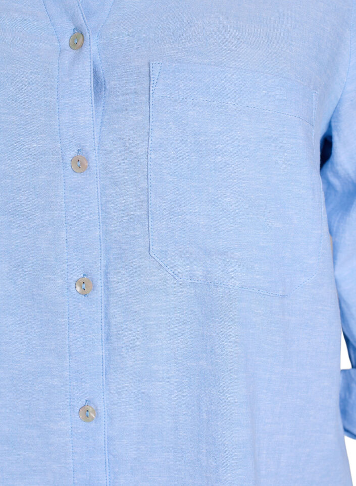 Bluse aus Leinen und Viskose mit 3/4-&Auml;rmeln, Blau, Packshot image number 2