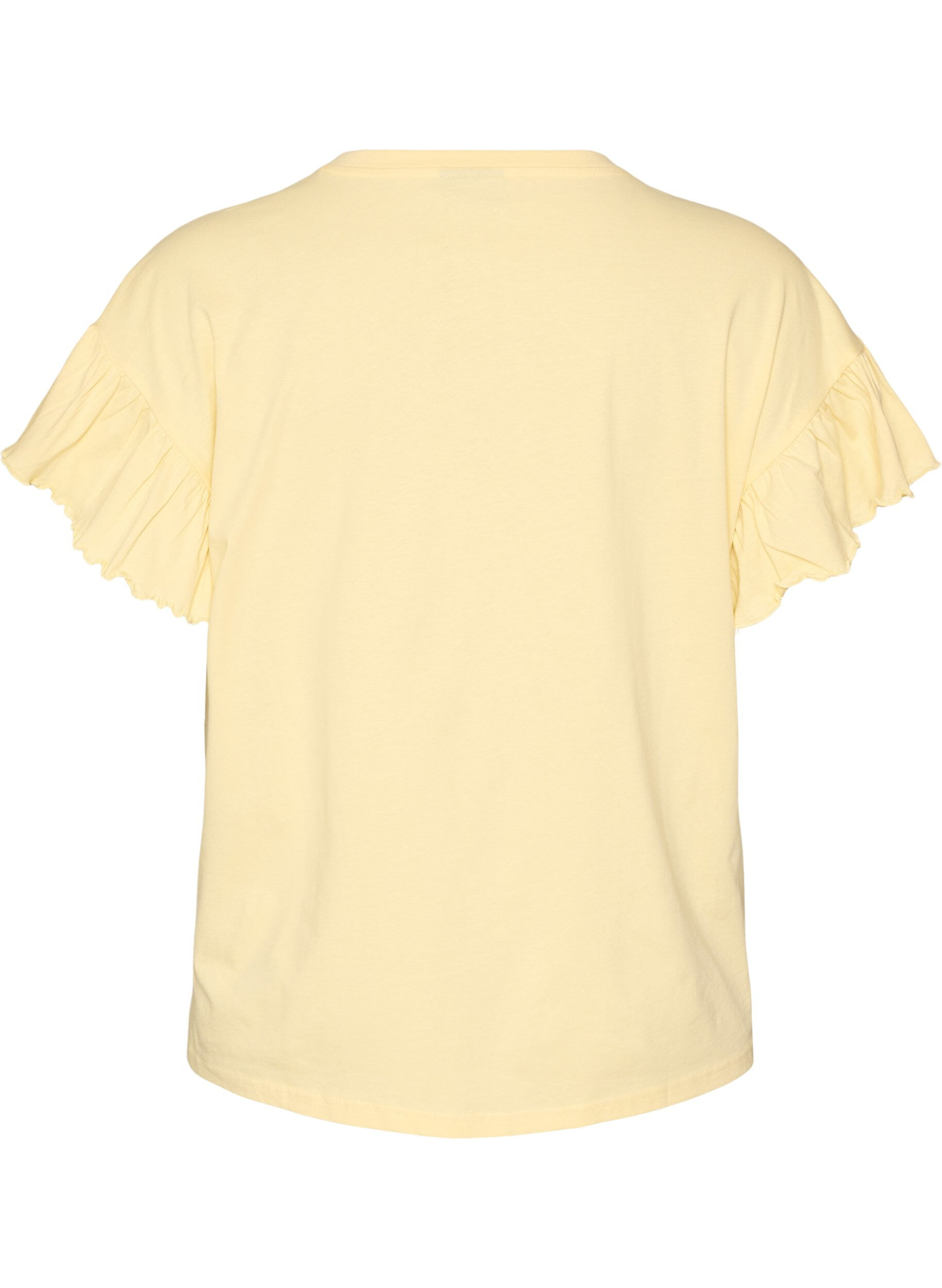 ZizziT-Shirt aus Bio-Baumwolle mit R&uuml;schen&auml;rmeln, Gelb, Packshot image number 1