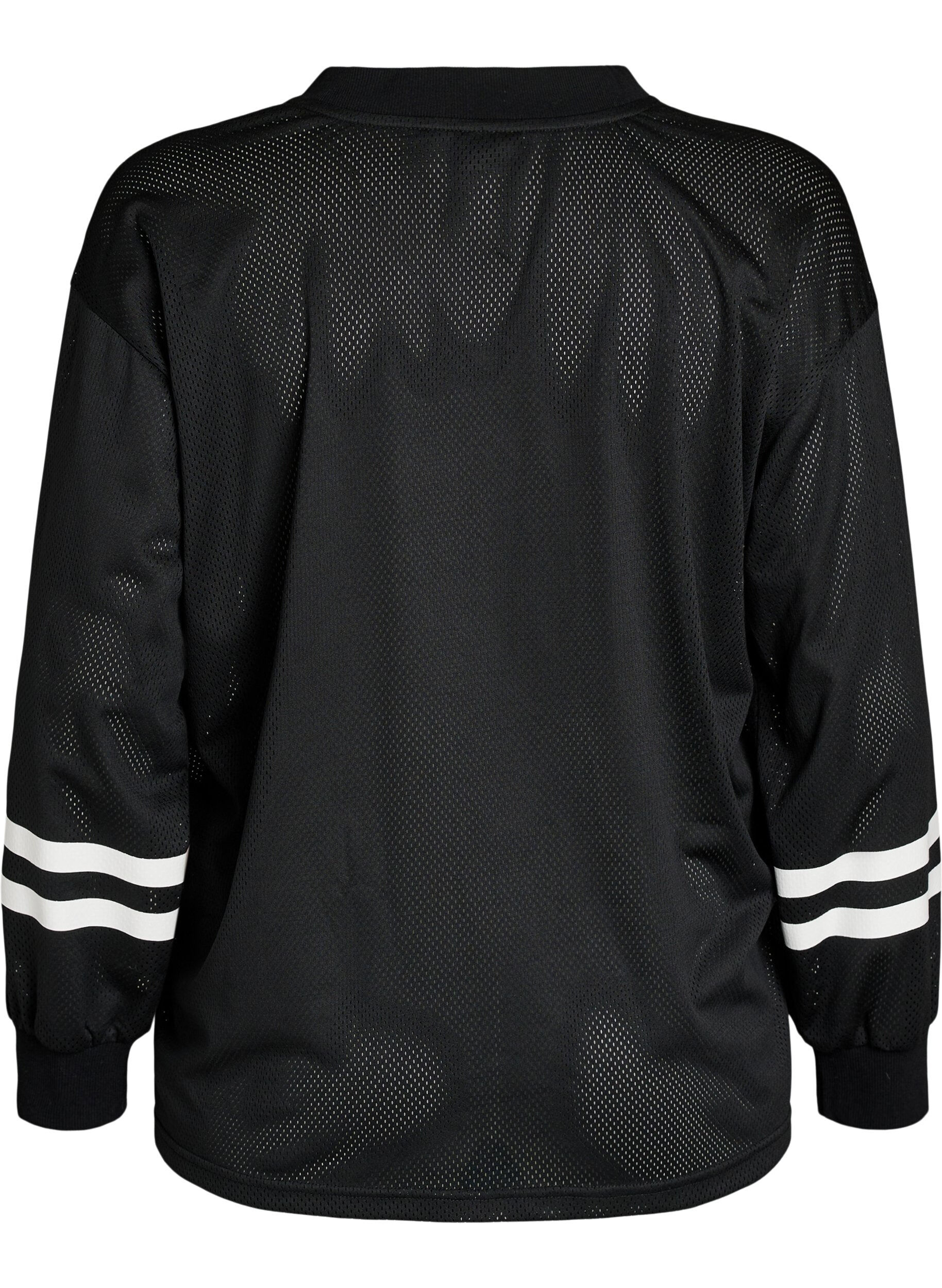 ZizziSportliches Top aus Mesh mit Textprint, Schwarz, Packshot image number 1