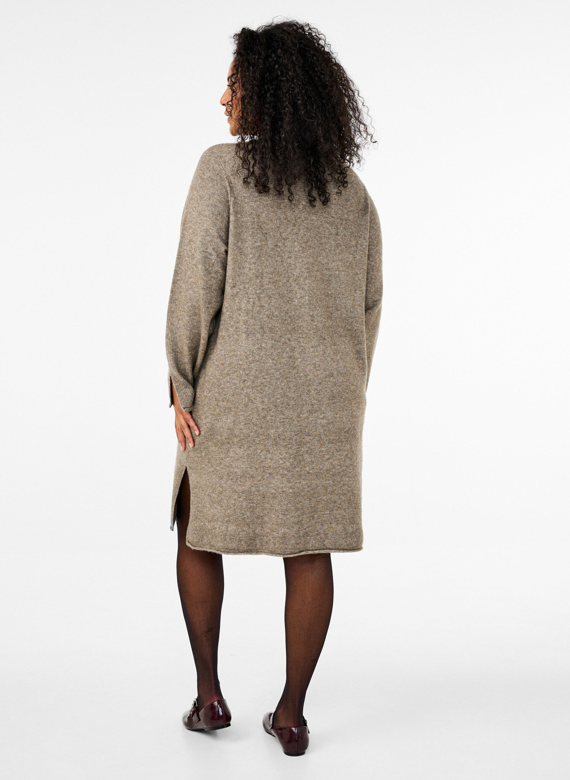 ZizziStrickkleid mit Schlitzen, Walnut Mel., Model image number 1