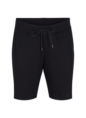 Lockere Shorts mit Ripp, Black, Packshot image number 0