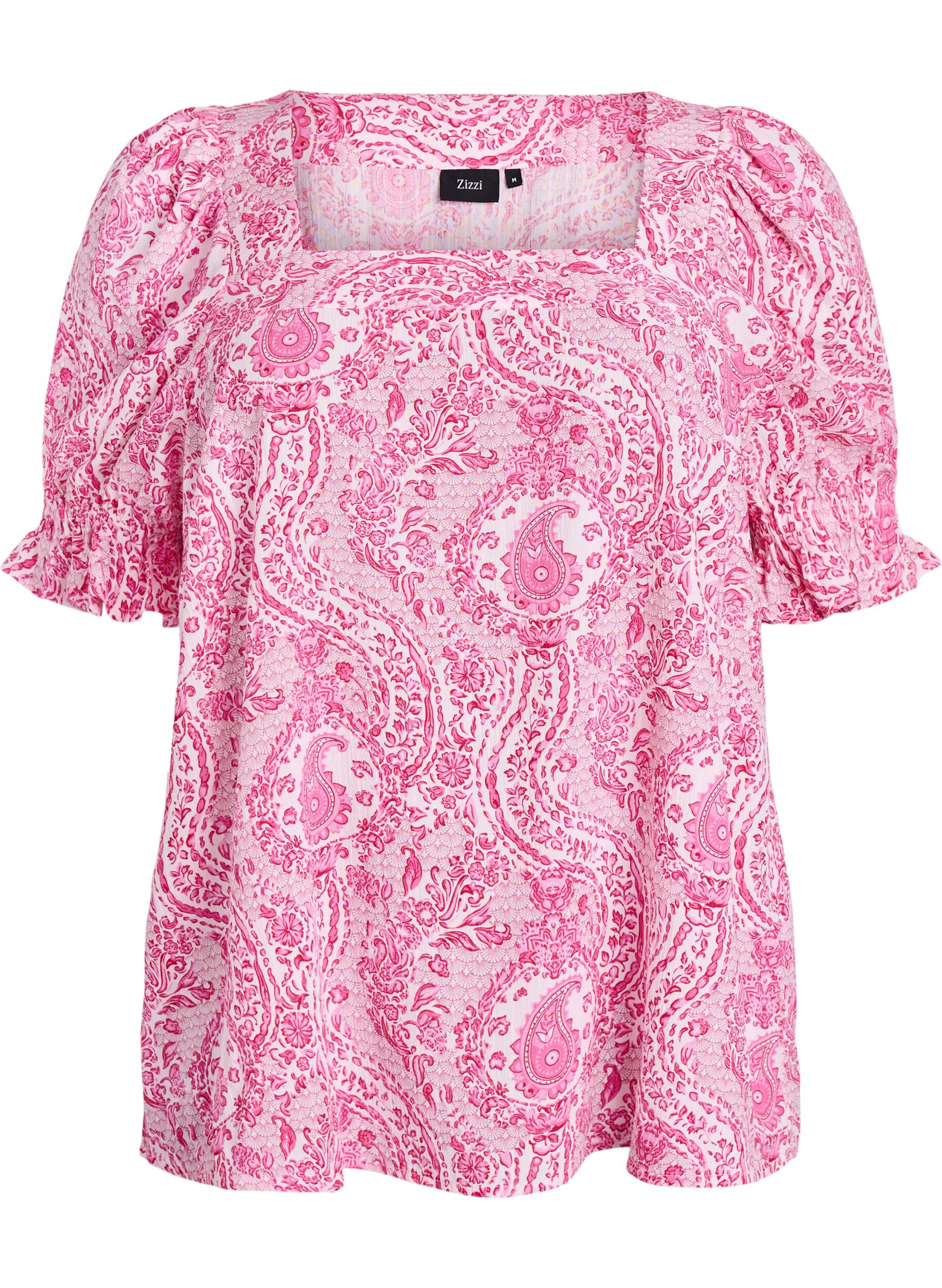 Viskose-Bluse mit Paisley-Print und eckigem Ausschnitt