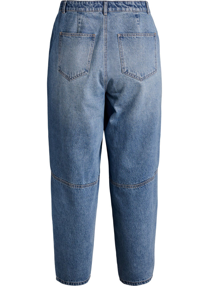 Hoch taillierte Barrel-Jeans, Blau, Packshot image number 1