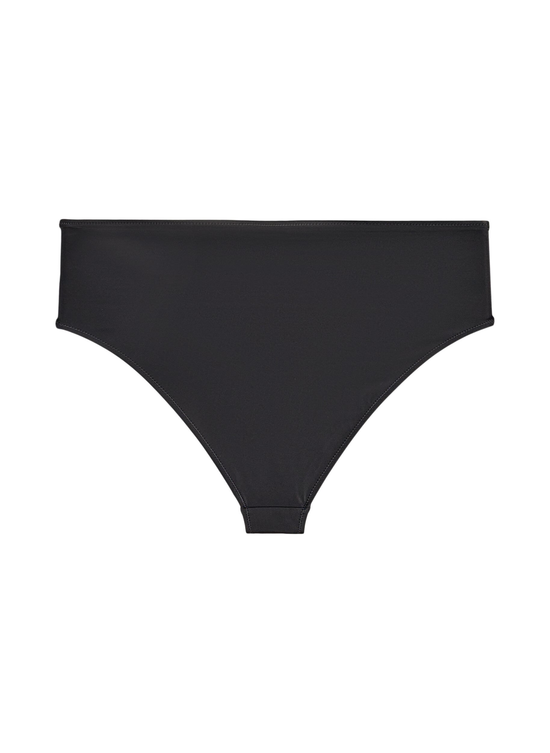 ZizziHoch taillierter Tai-Bikini-Slip mit Golddetail, Schwarz, Packshot image number 1