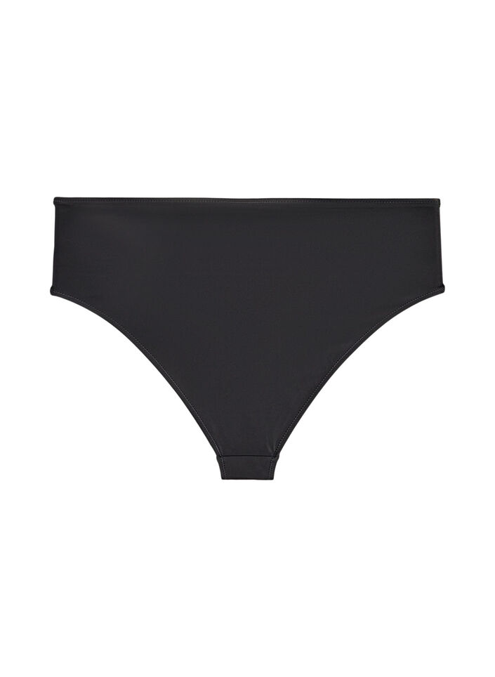 Hoch taillierter Tai-Bikini-Slip mit Golddetail, Schwarz, Packshot image number 1