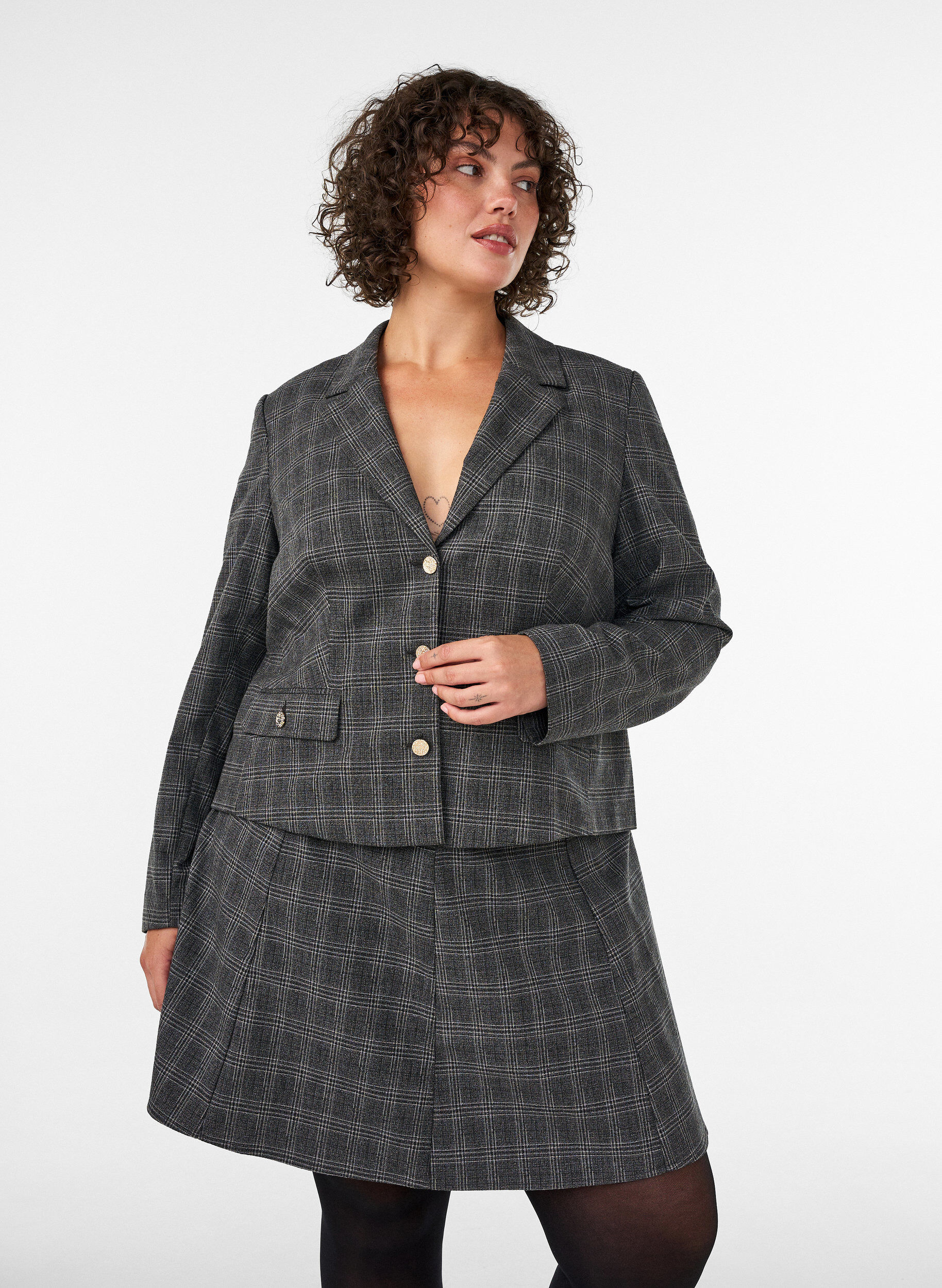 Kurzer A-Linien-Rock, Grau, Model