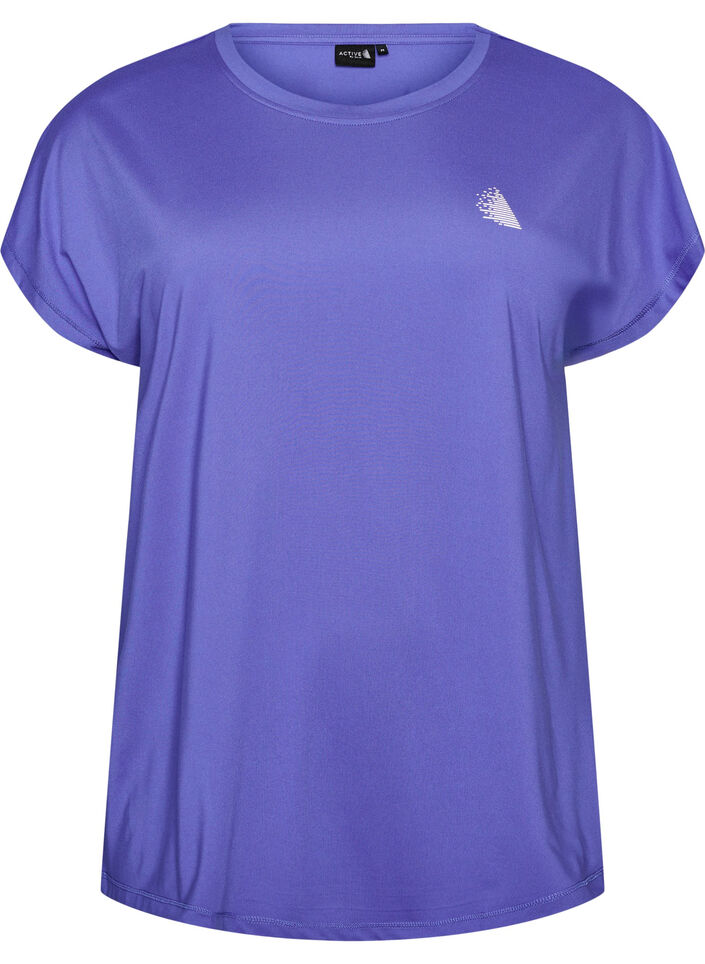 Einfarbiges Trainings-T-Shirt, Blau, Packshot image number 0