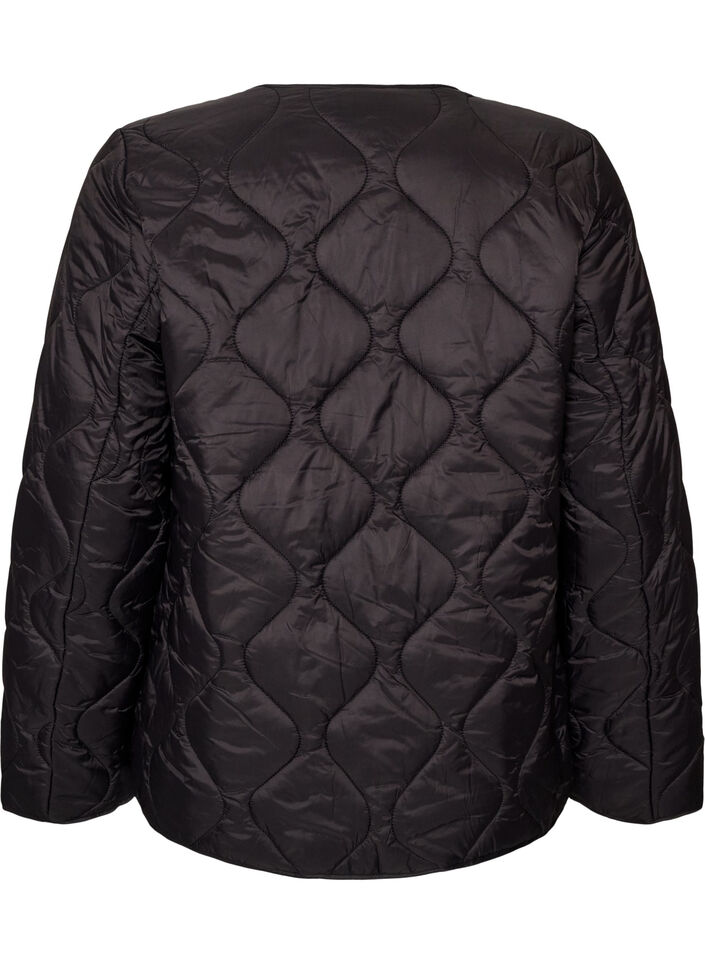Steppjacke mit Druckkn&ouml;pfen und Rundhalsausschnitt, Schwarz, Packshot image number 1