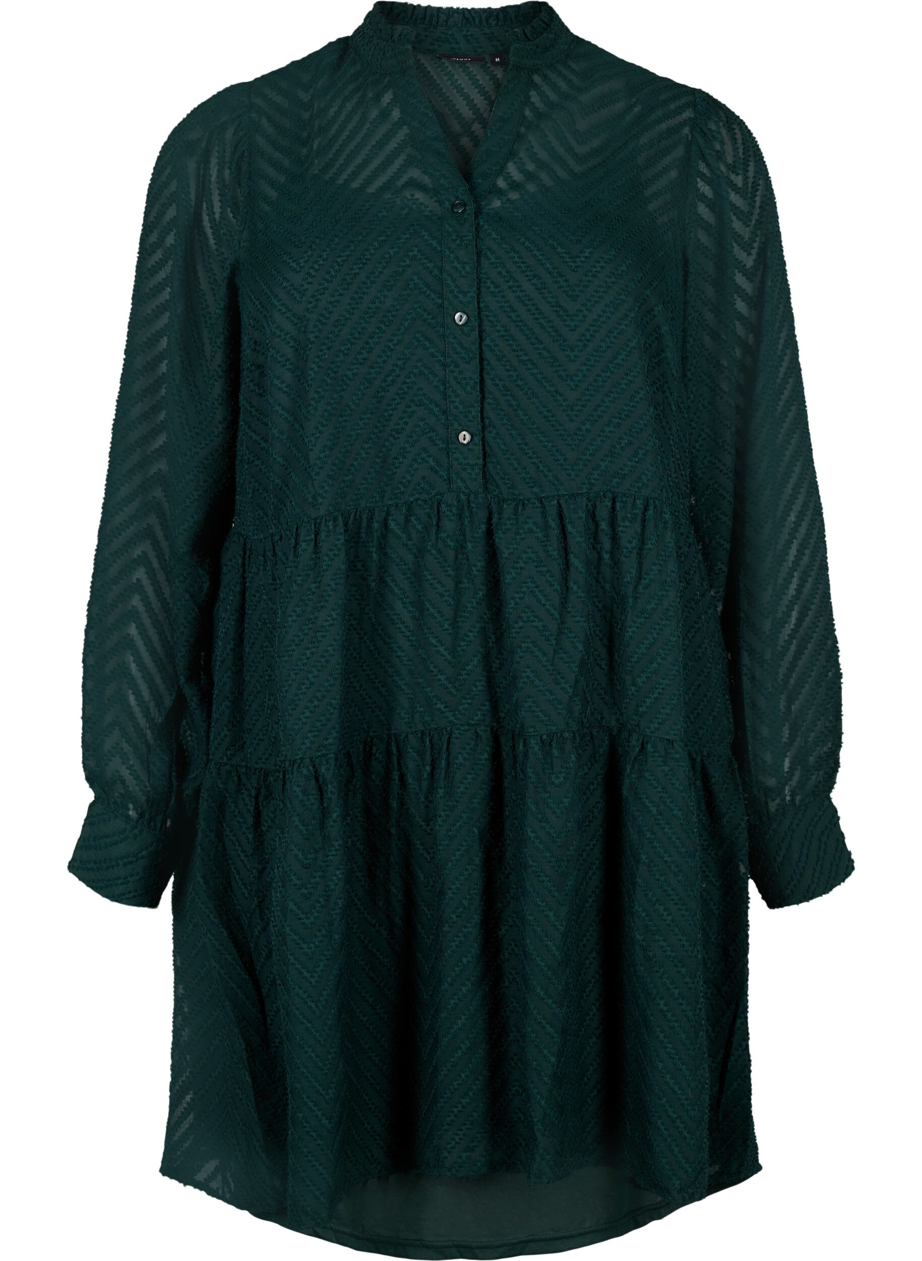 ZizziStrukturiertes kurzes Kleid mit R&uuml;schenkragen, Scarab, Packshot image number 0