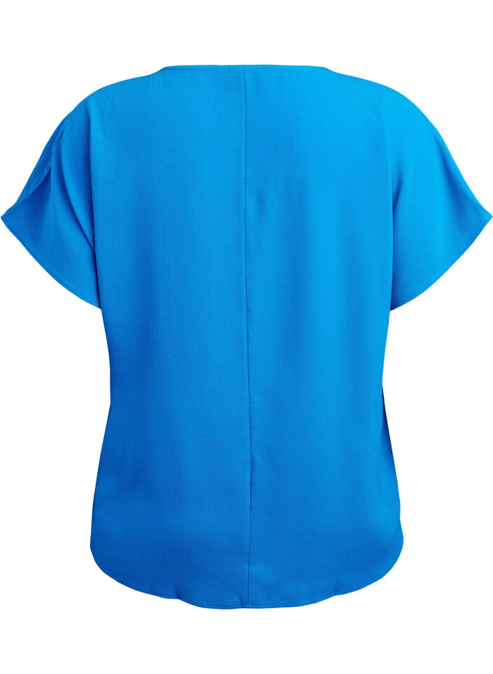 Bluse mit kurzen &Auml;rmeln und Rundhalsausschnitt, Blau, Packshot image number 1