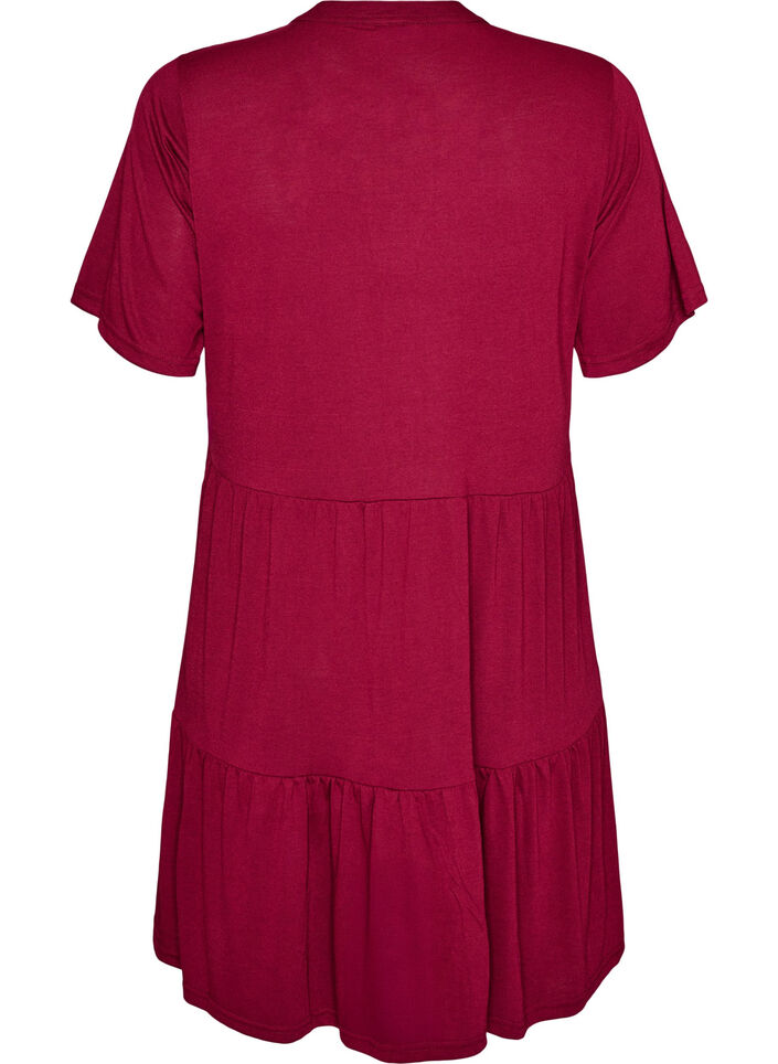 Jerseykleid mit Spitzendetails und mehrlagigem Rock, Rot, Packshot image number 1