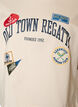 T-Shirt mit Textaufdruck und Badges, Beige, Packshot image number 2