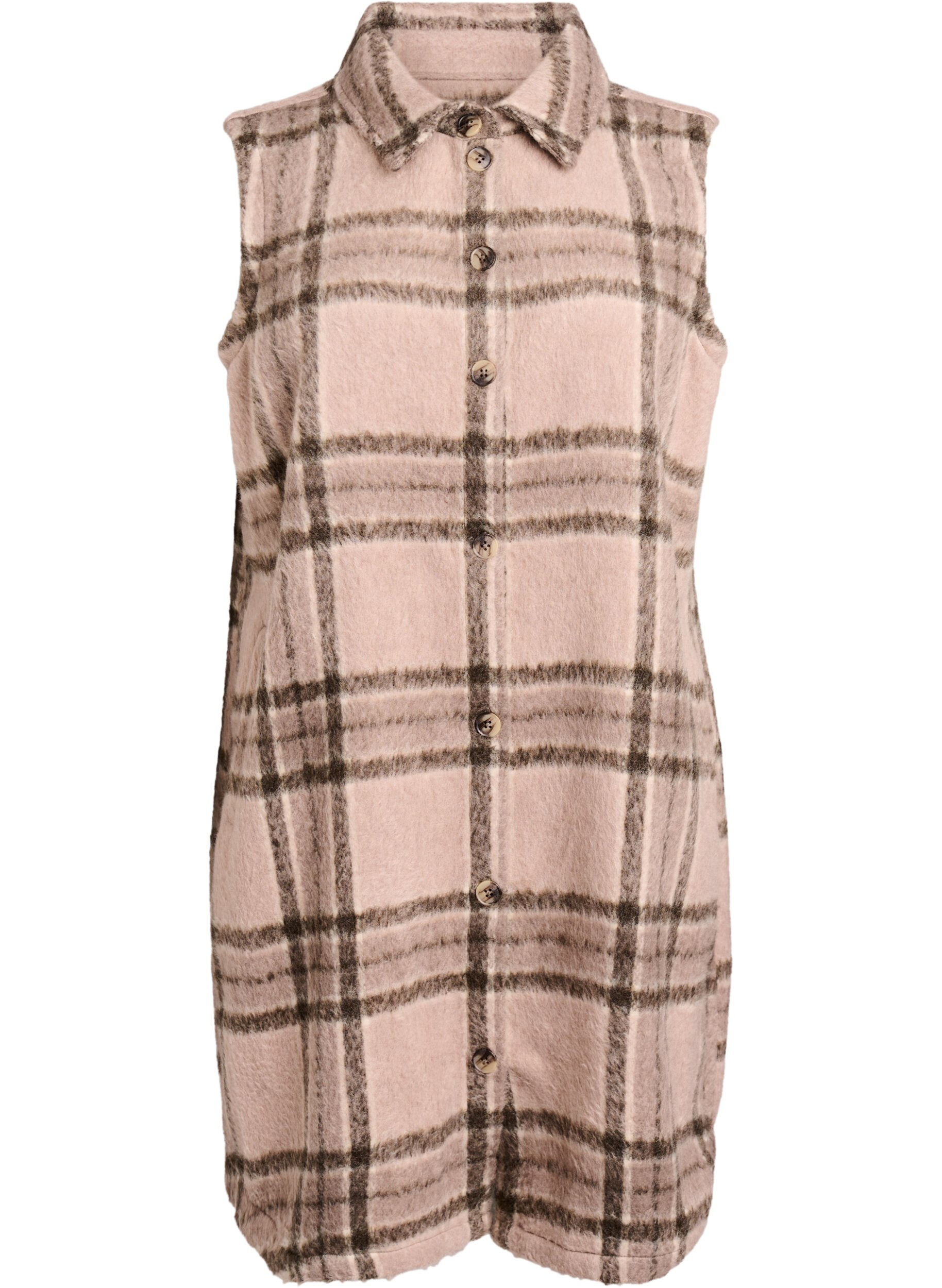 Lange karierte Weste aus geb&uuml;rsteter Qualit&auml;t