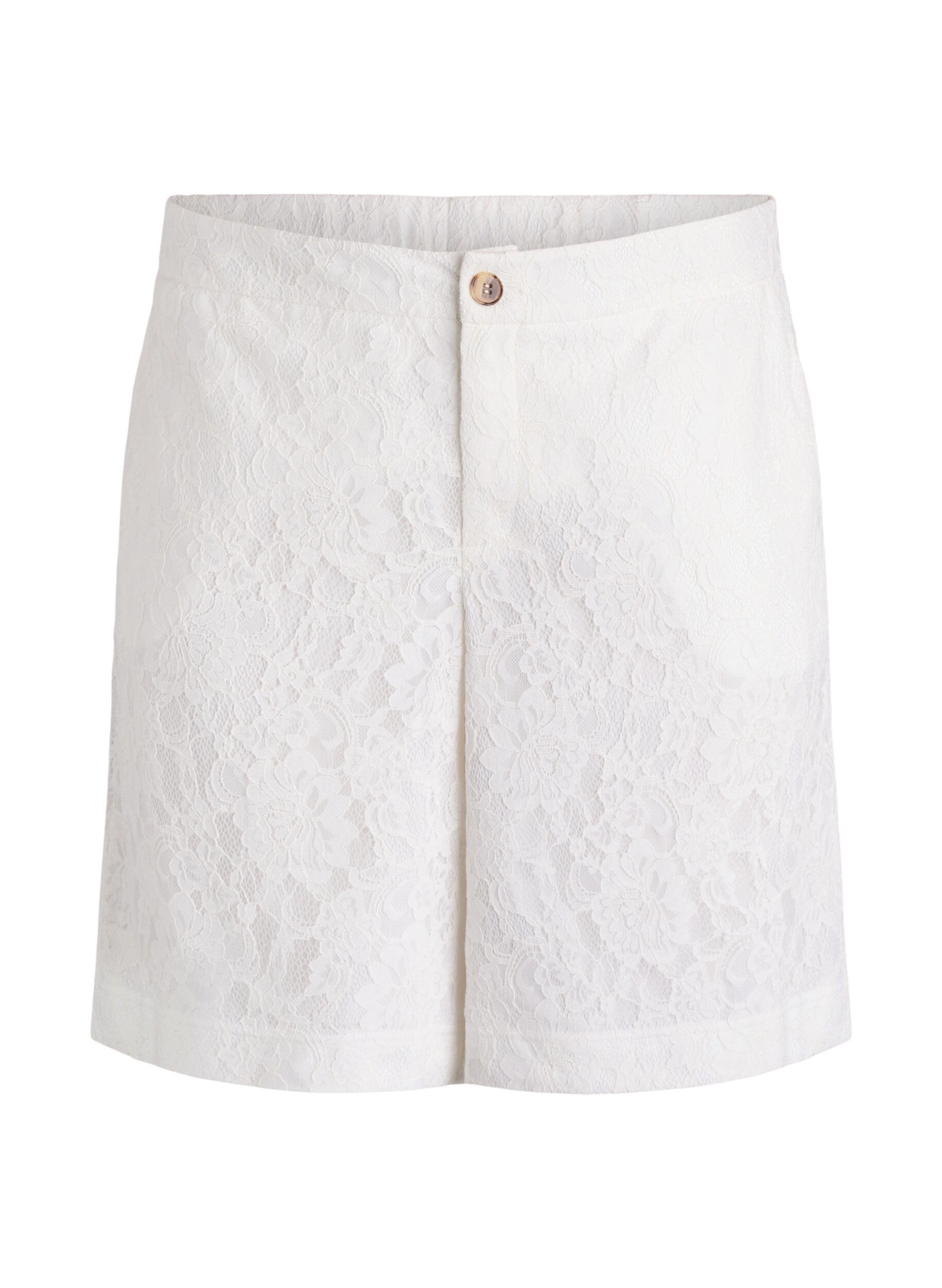 Hoch taillierte Bermudashorts aus Spitze