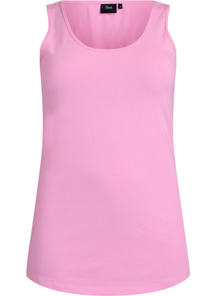 Solide Farbe Grundoberteil aus Baumwolle, Pink, Packshot image number 0