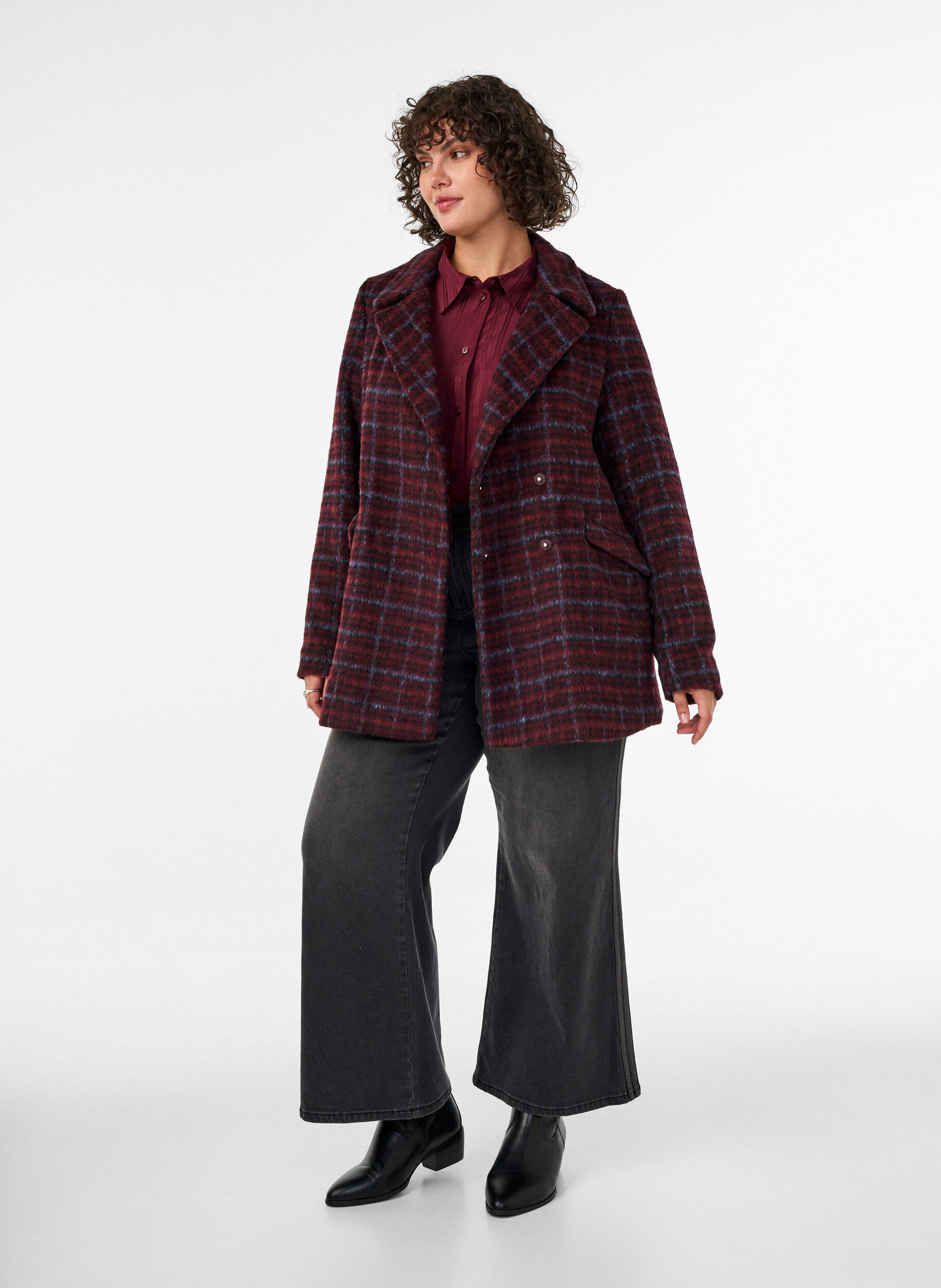 ZizziKarierte Jacke mit Taschen, Rot, Model image number 1