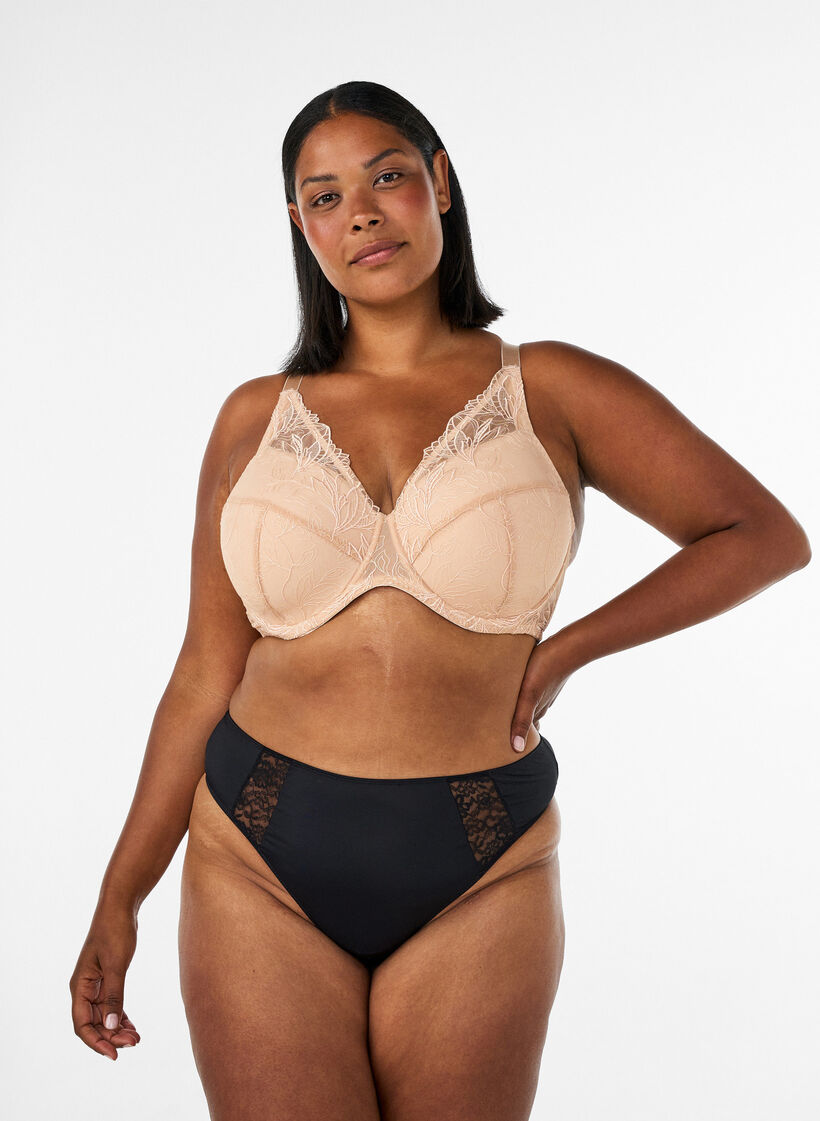 Gepolsterter Spitzen-BH mit B&uuml;gel, Beige, Model image number 1