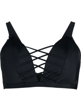Bikini-Top mit Bänder-Details, Black, Packshot image number 0