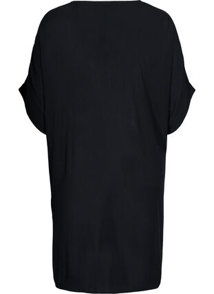 Kurzarm Strandkleid aus Viskose, Black, Packshot image number 1