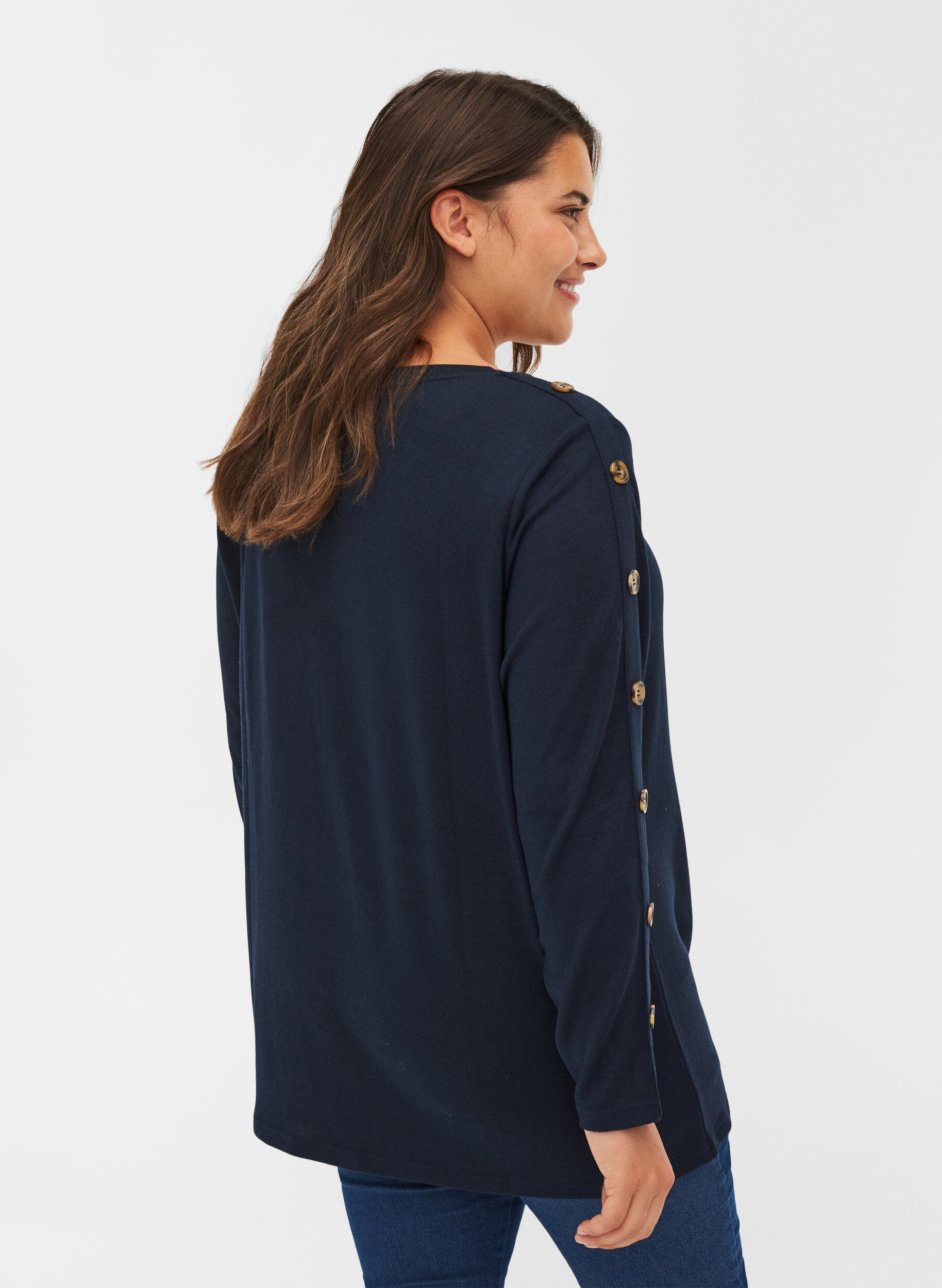 ZizziLangarm Bluse mit Knopfdetails, Night Sky, Model image number 0